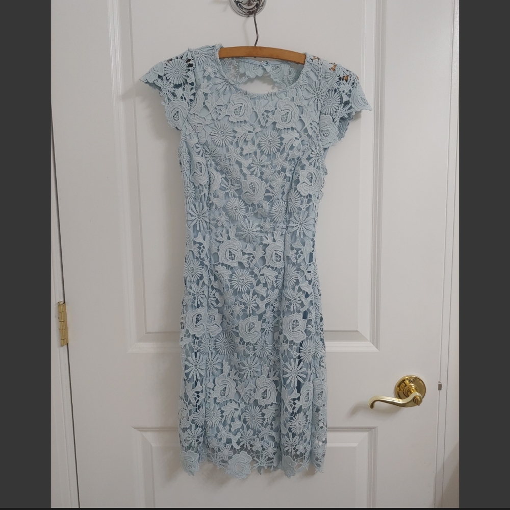 Lulu's baby blue lace mini dress